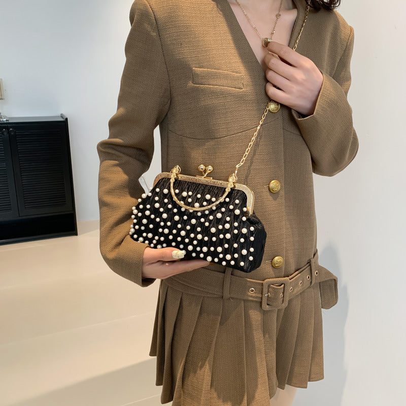 Wholesale Pearl Lock Handbag Versatile Ins Chain Shoulder Crossbody Bag